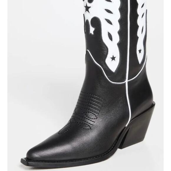 Anine Bing Black Mid Calf Tania Western Boots EU 38/ 7.5 US NEW - Picture 2 of 13